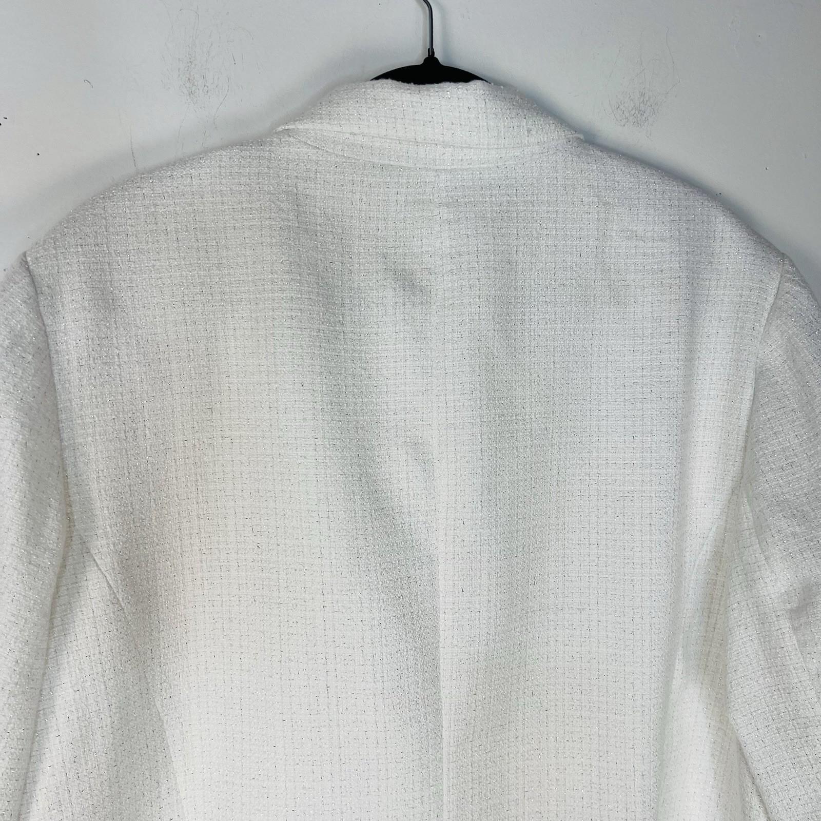 Anne Klein Women Polyester Metallic 2PC Pant Suit 22W White Stretch Timeless