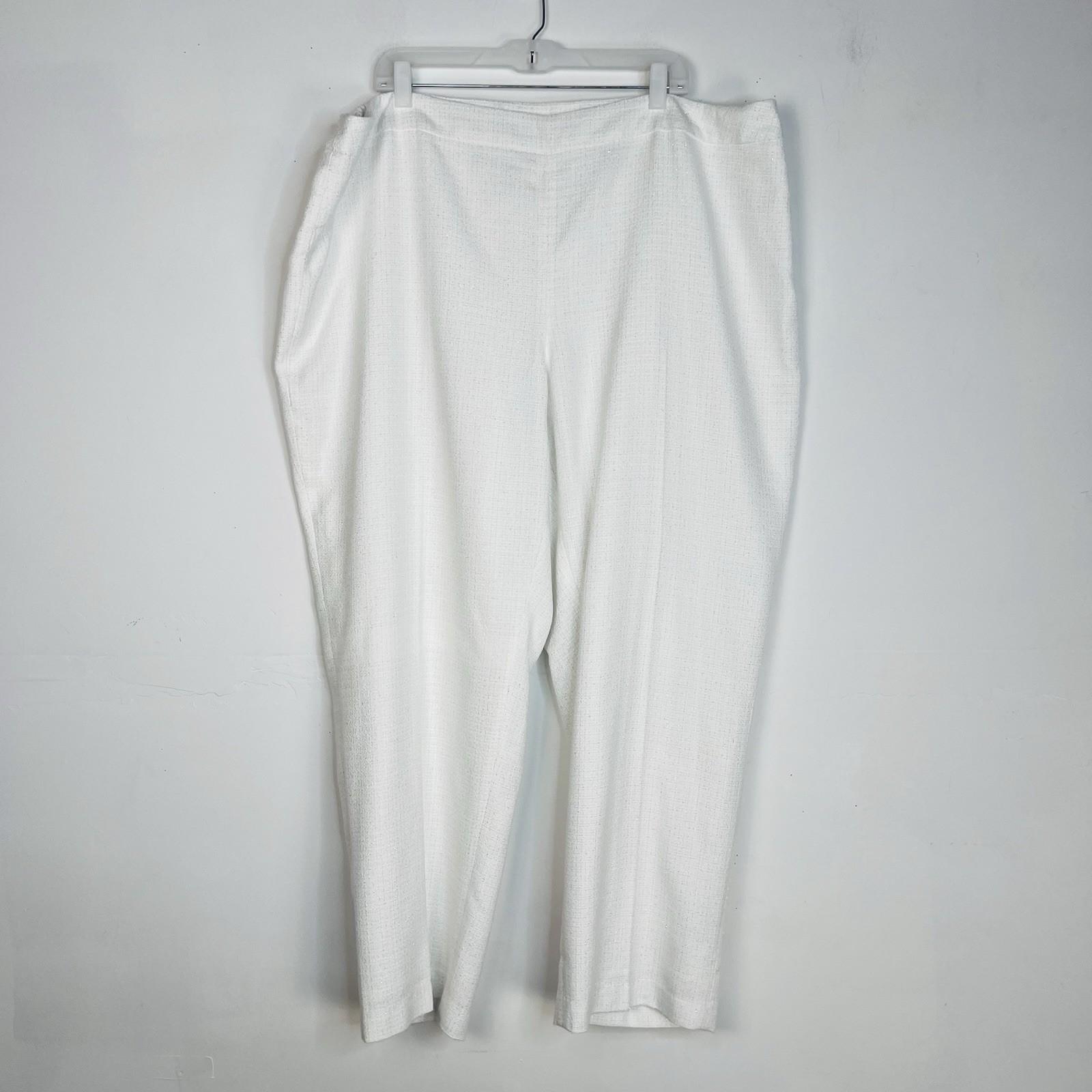 Anne Klein Women Polyester Metallic 2PC Pant Suit 22W White Stretch Timeless