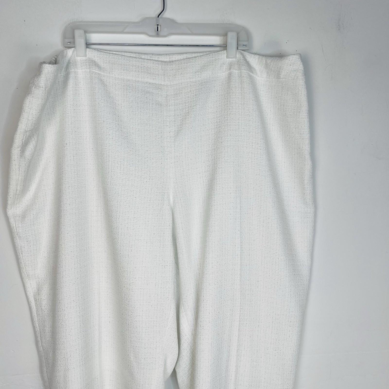 Anne Klein Women Polyester Metallic 2PC Pant Suit 22W White Stretch Timeless
