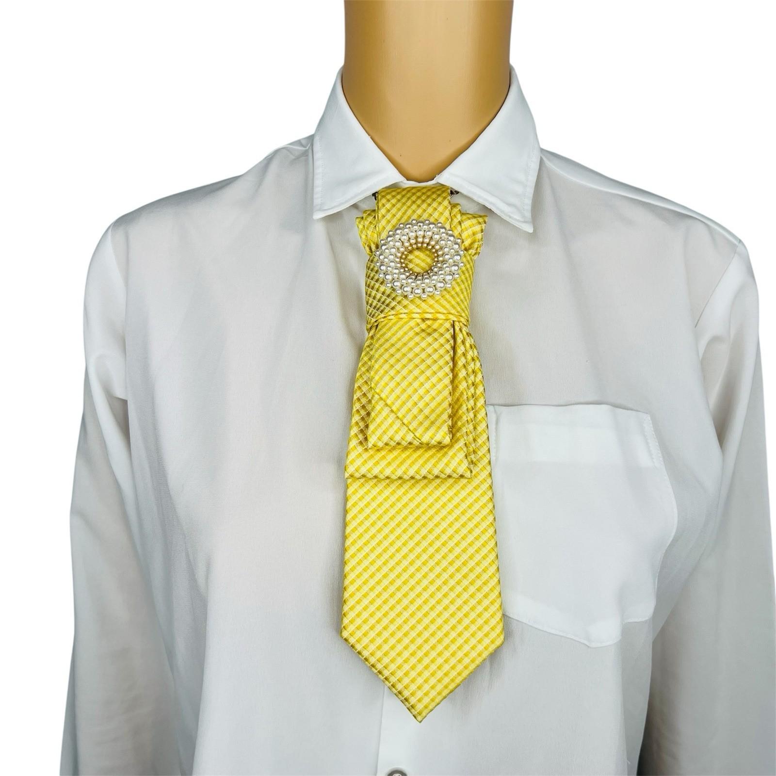 Elegant Handcrafted Necktie Necklace with a Detachable Brooch Effortlessly Chic