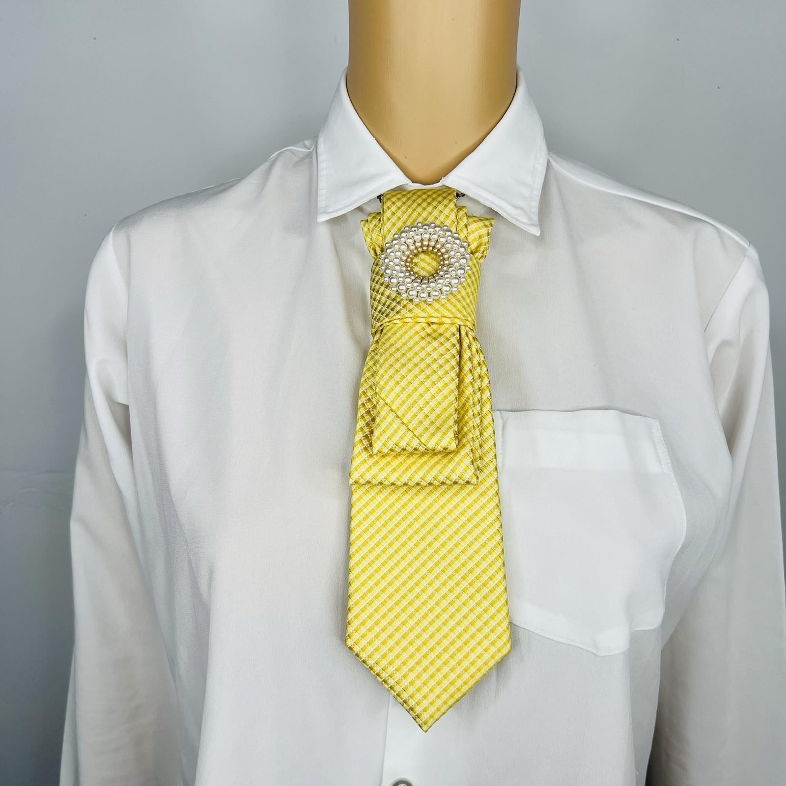 Elegant Handcrafted Necktie Necklace with a Detachable Brooch Effortlessly Chic