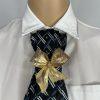 Elegant Handcrafted Necktie Necklace with a Detachable Brooch Effortlessly Chic