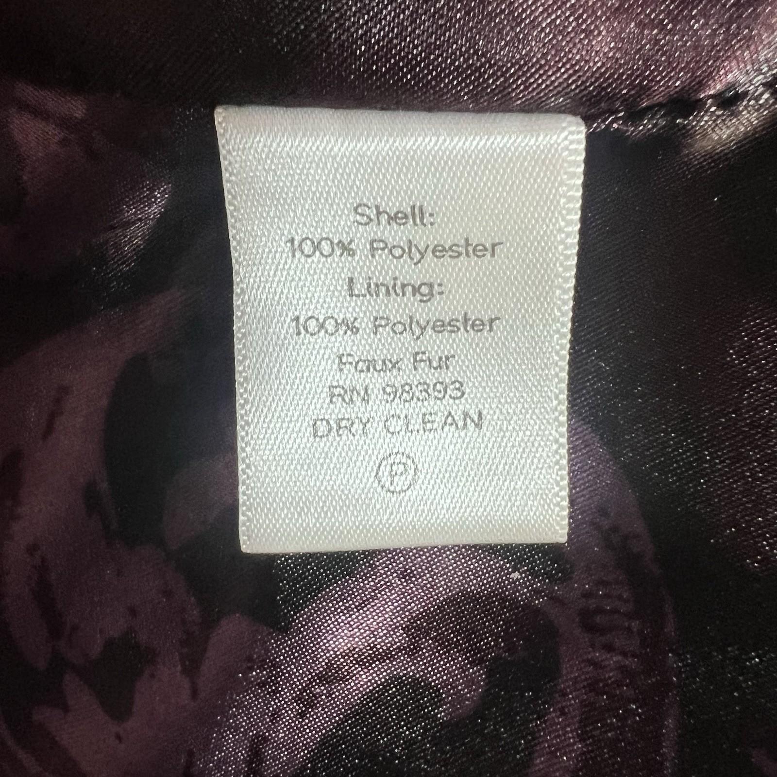 Dennis Basso Women Burgundy Faux Fur Hooded Coat Size S Warm Cozy Comfy
