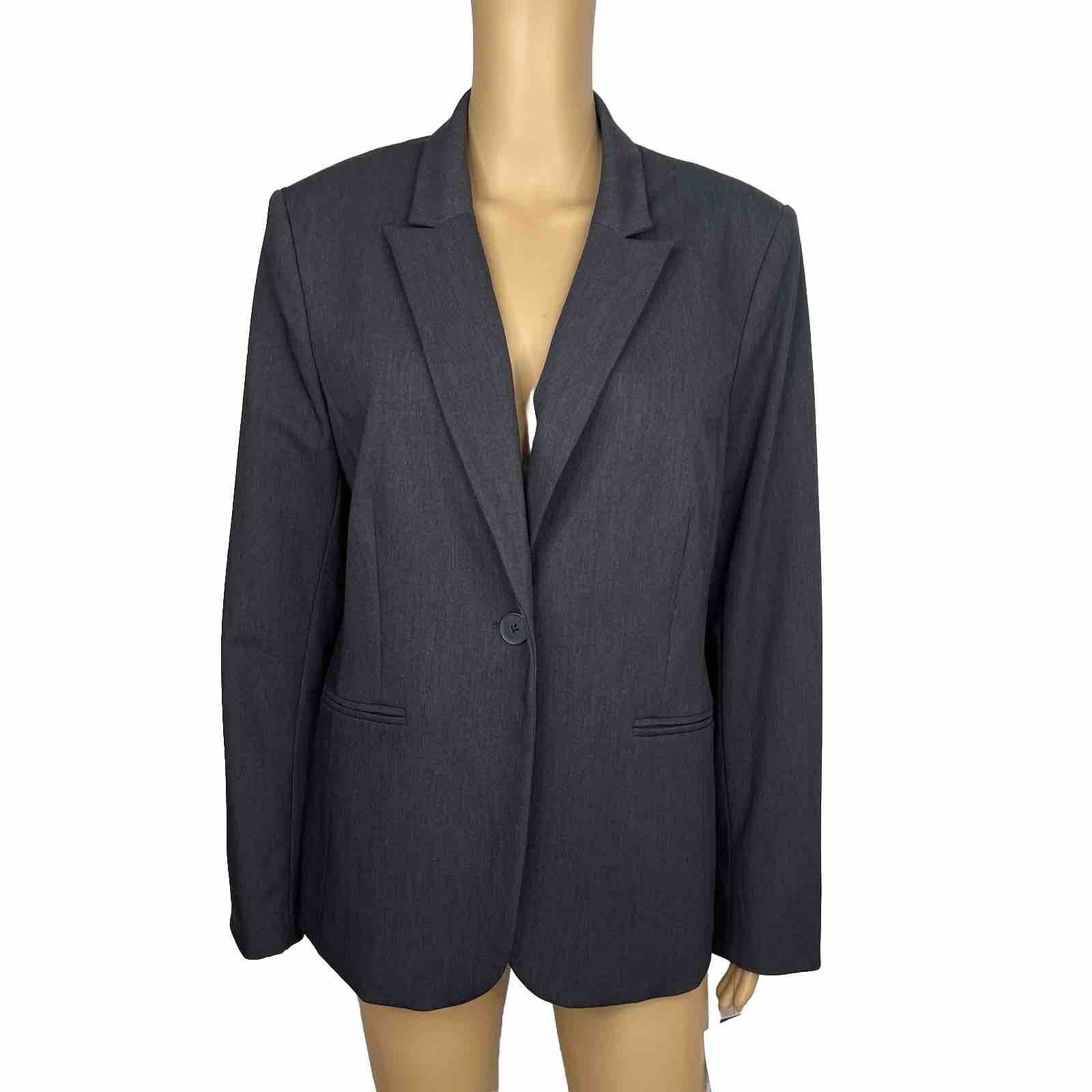 Liz Claiborne Polyester Stretch Blazer Size 12 Charcoal Peak Collar Career New