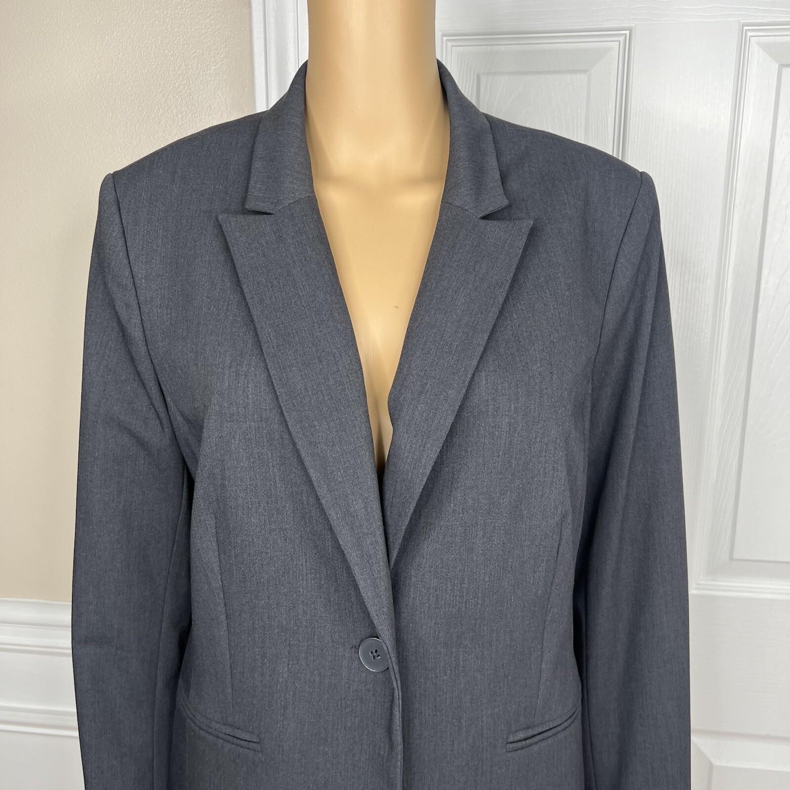 Liz Claiborne Polyester Stretch Blazer Size 12 Charcoal Peak Collar Career New