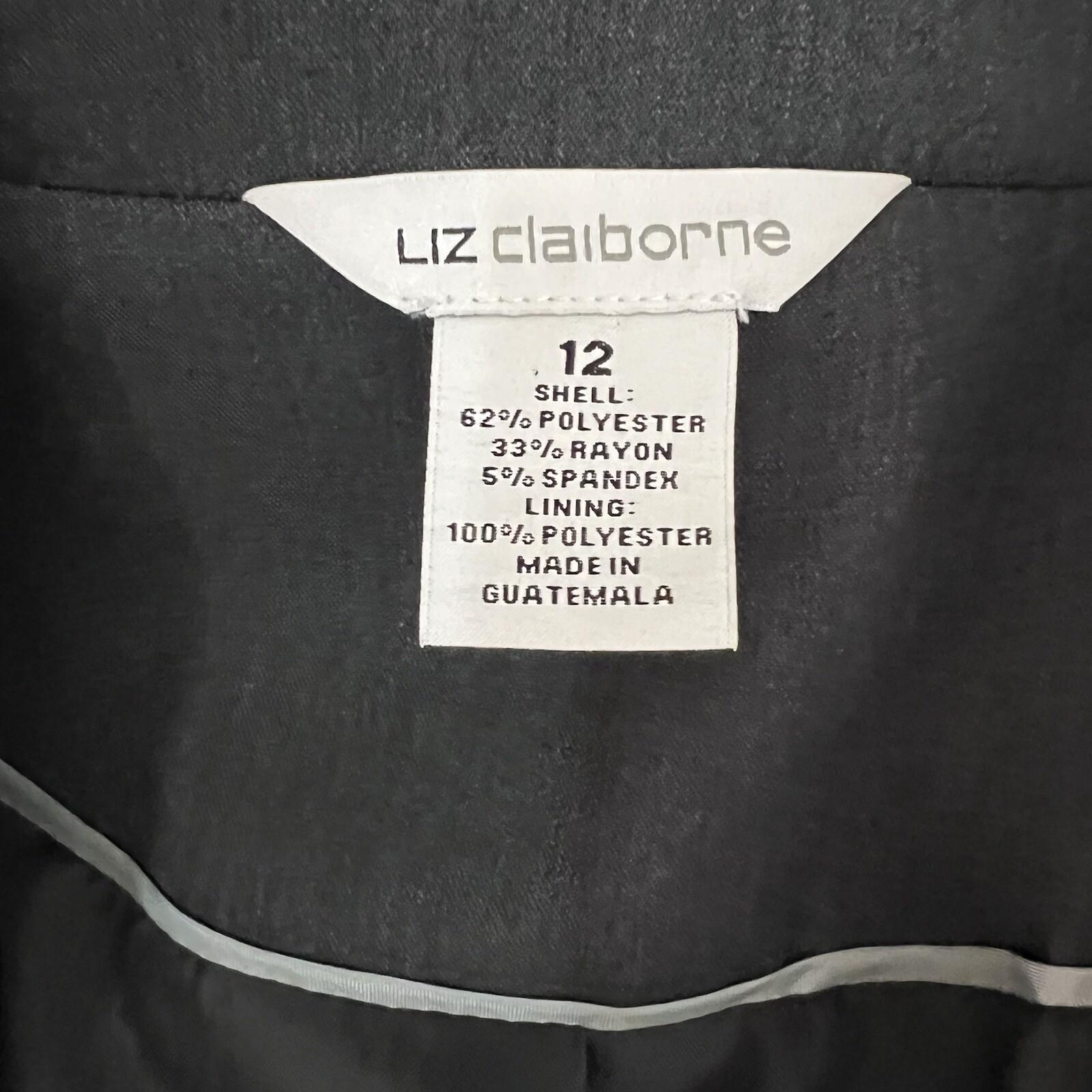 Liz Claiborne Polyester Stretch Blazer Size 12 Charcoal Peak Collar Career New