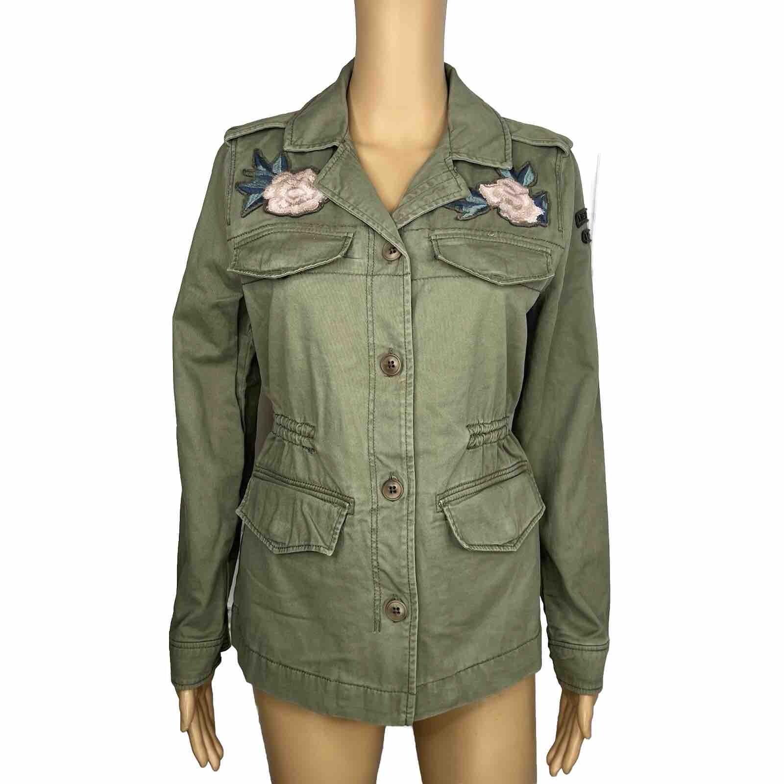 Abercrombie and Fitch Military Field Jacket Size S Green OD Vietnam Floral New