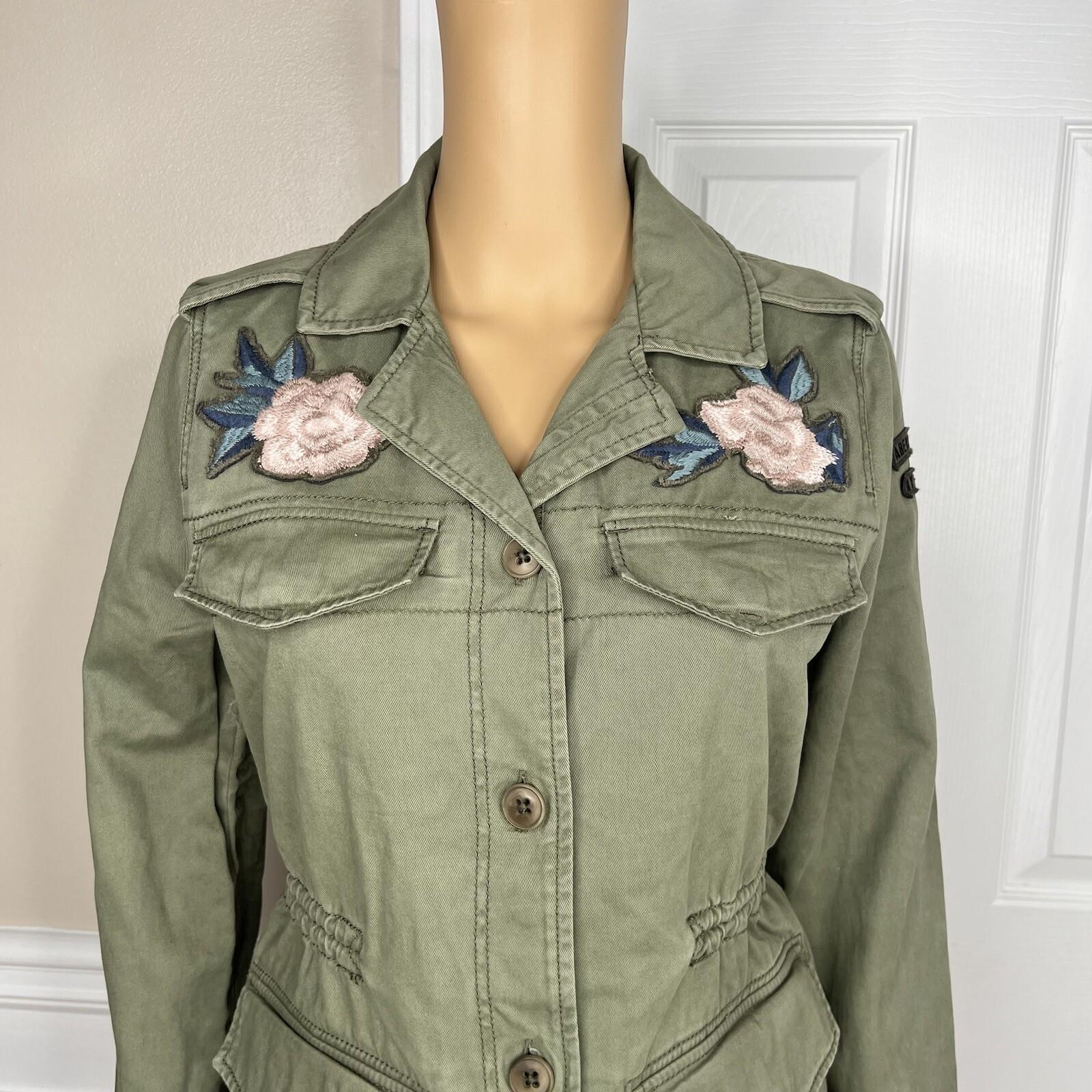 Abercrombie and Fitch Military Field Jacket Size S Green OD Vietnam Floral New