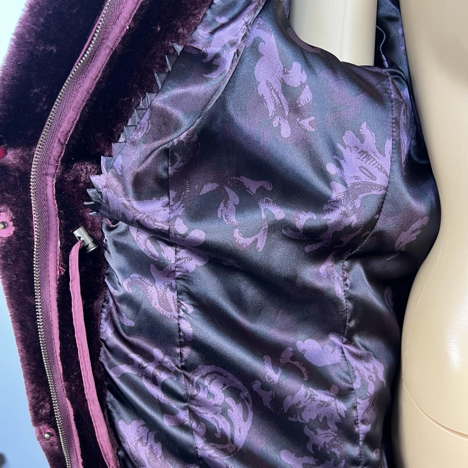 Dennis Basso Women Burgundy Faux Fur Hooded Coat Size S Warm Cozy Comfy