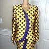 TERRAMINA Polyester Skirt Suit Size 8 Gold Purple Beaded Ruffle Collarless 2PC