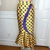 TERRAMINA Polyester Skirt Suit Size 8 Gold Purple Beaded Ruffle Collarless 2PC