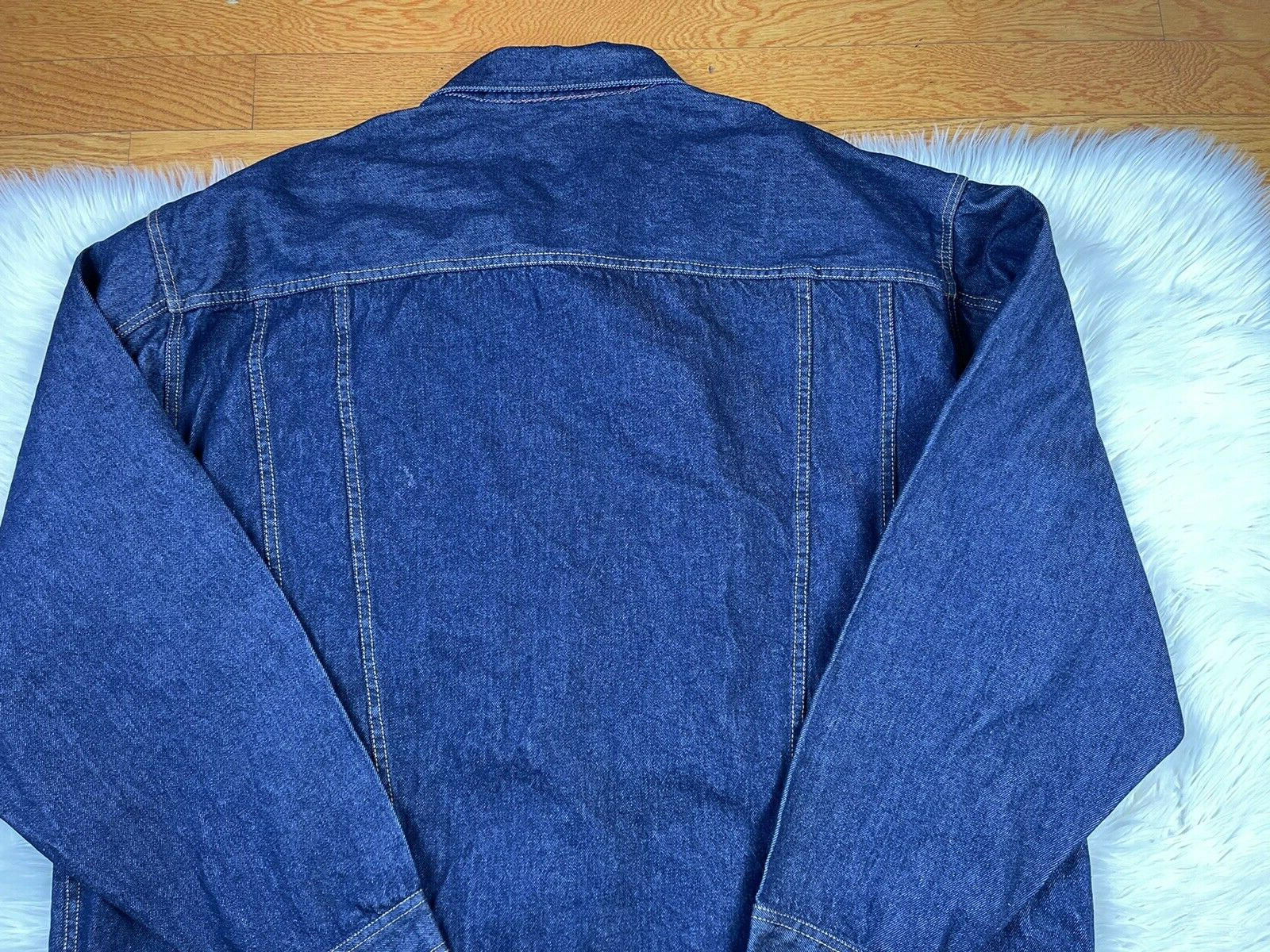 Sean John Men Cotton Denim Jeans Jacket Size 6XB Blue Button Up Collared Hip Hop