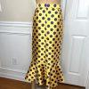 TERRAMINA Polyester Skirt Suit Size 8 Gold Purple Beaded Ruffle Collarless 2PC