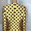 TERRAMINA Polyester Skirt Suit Size 8 Gold Purple Beaded Ruffle Collarless 2PC