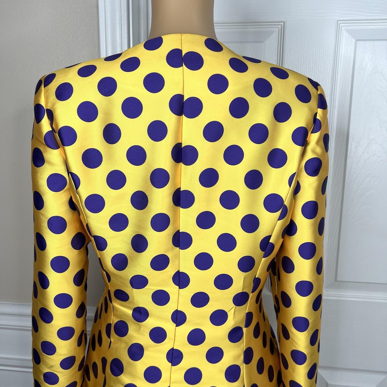 TERRAMINA Polyester Skirt Suit Size 8 Gold Purple Beaded Ruffle Collarless 2PC