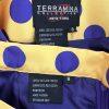 TERRAMINA Polyester Skirt Suit Size 8 Gold Purple Beaded Ruffle Collarless 2PC