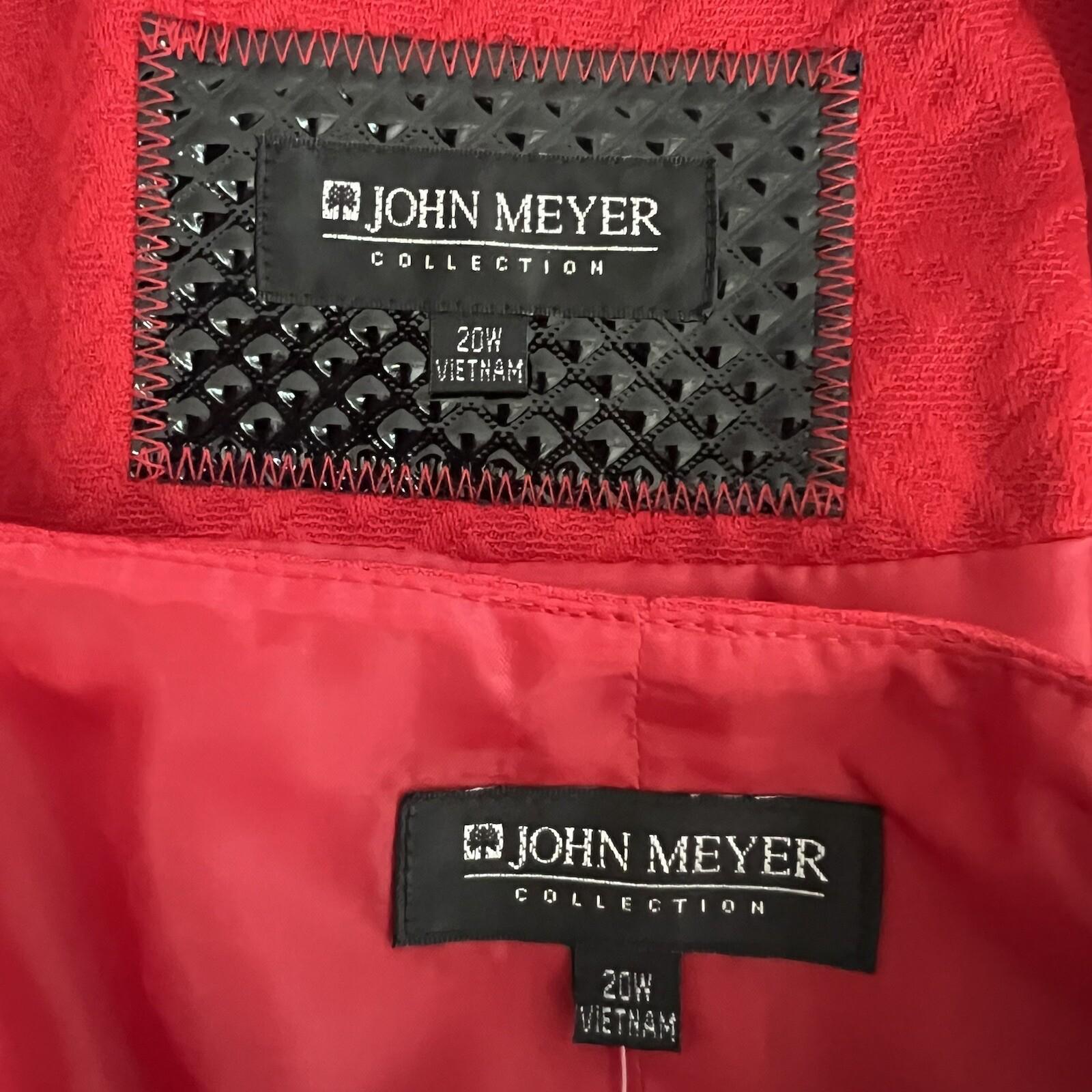 JOHN MEYER Women Polyester Dress Suit Size 20W Collarless Lined Belted 2PC New