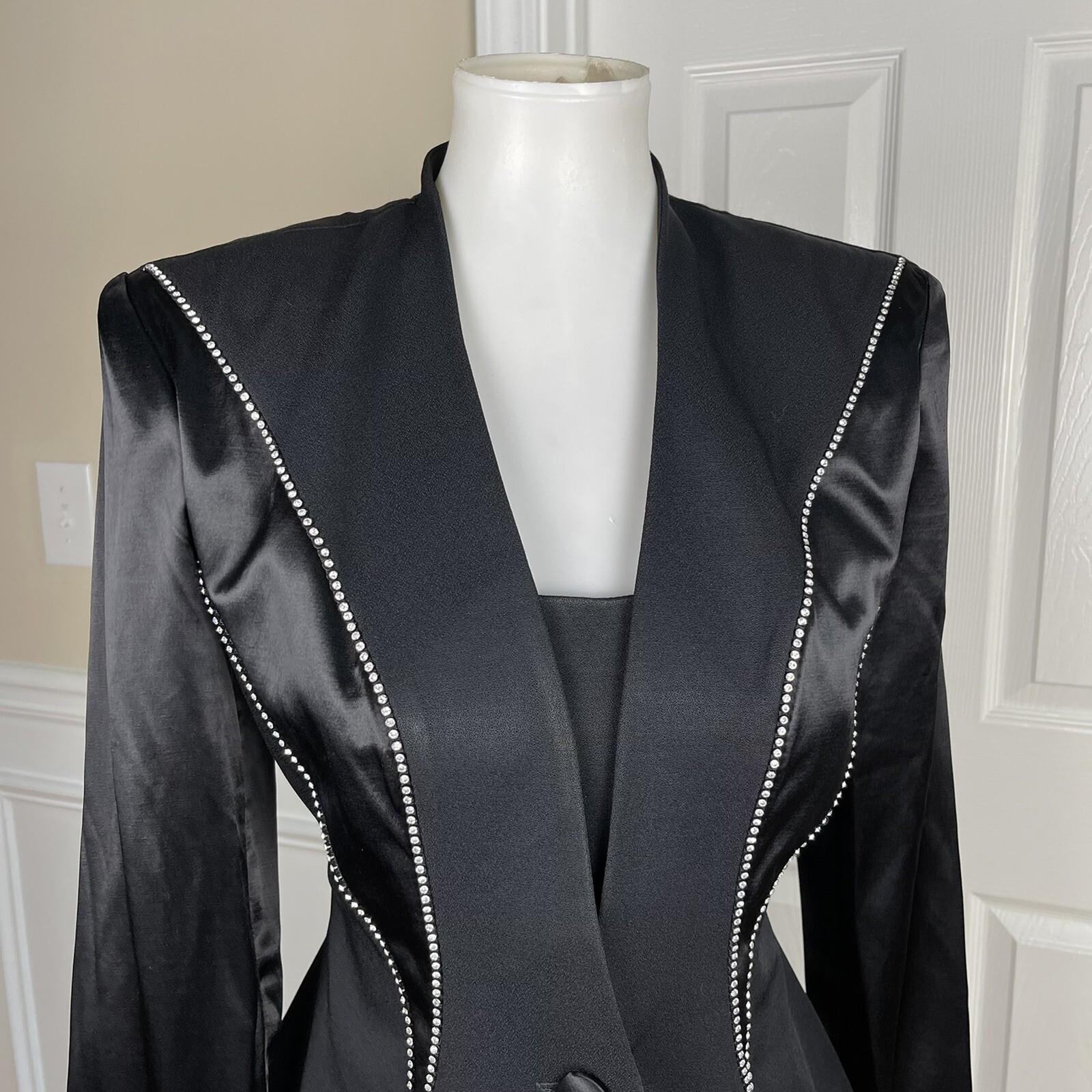 NAH NAH COLLECTION VTG 2PC Black Beaded Rayon Acetate Dress Suit Size 6