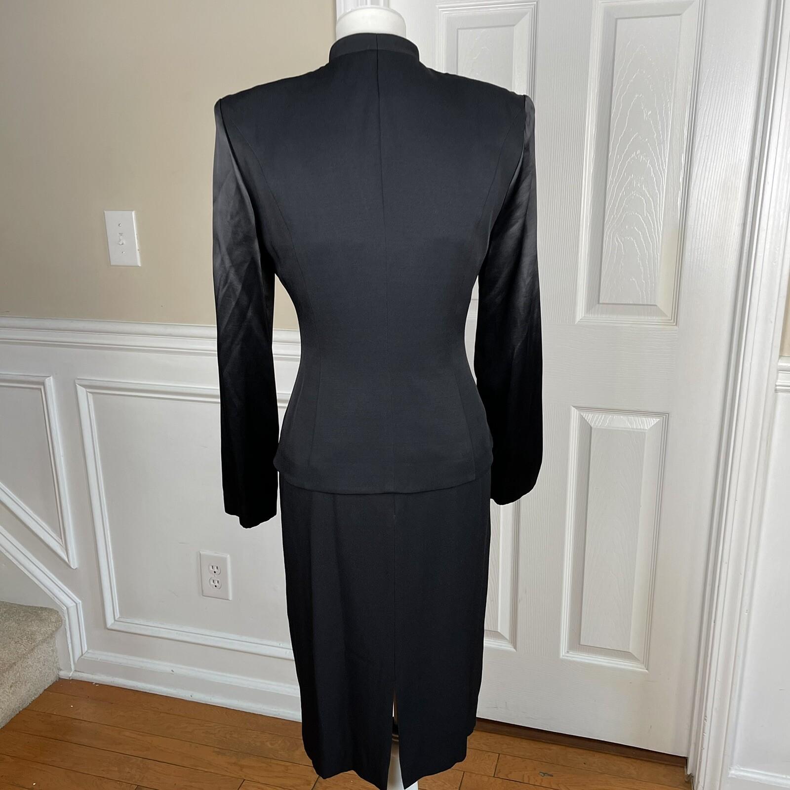 NAH NAH COLLECTION VTG 2PC Black Beaded Rayon Acetate Dress Suit Size 6