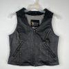 Xelement Women Leather Vest Size M Black Motorcycle Gear Studded Biker Pockets