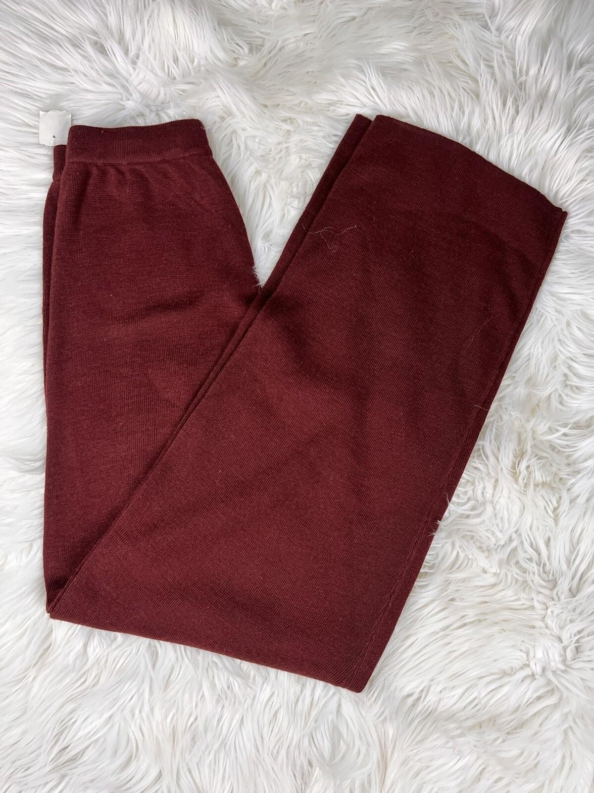 10-1239.jpg New CLIO 2PC Burgundy Knit Mismatch Full Length Pant ( Size M) Suit ( Size S)
