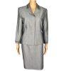 New KASPER ASL 2PC Gray Rayon Lined Notch Collard Cocktail Skirt Suit Size 8P