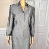New KASPER ASL 2PC Gray Rayon Lined Notch Collard Cocktail Skirt Suit Size 8P