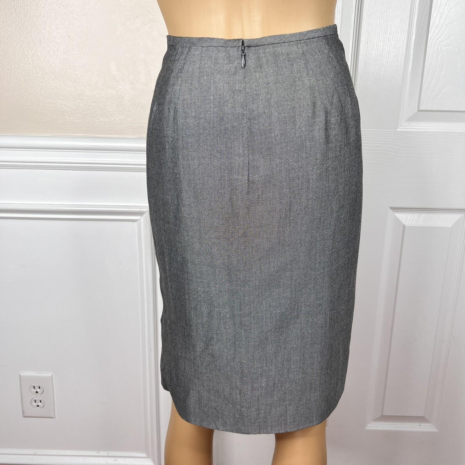 New KASPER ASL 2PC Gray Rayon Lined Notch Collard Cocktail Skirt Suit Size 8P