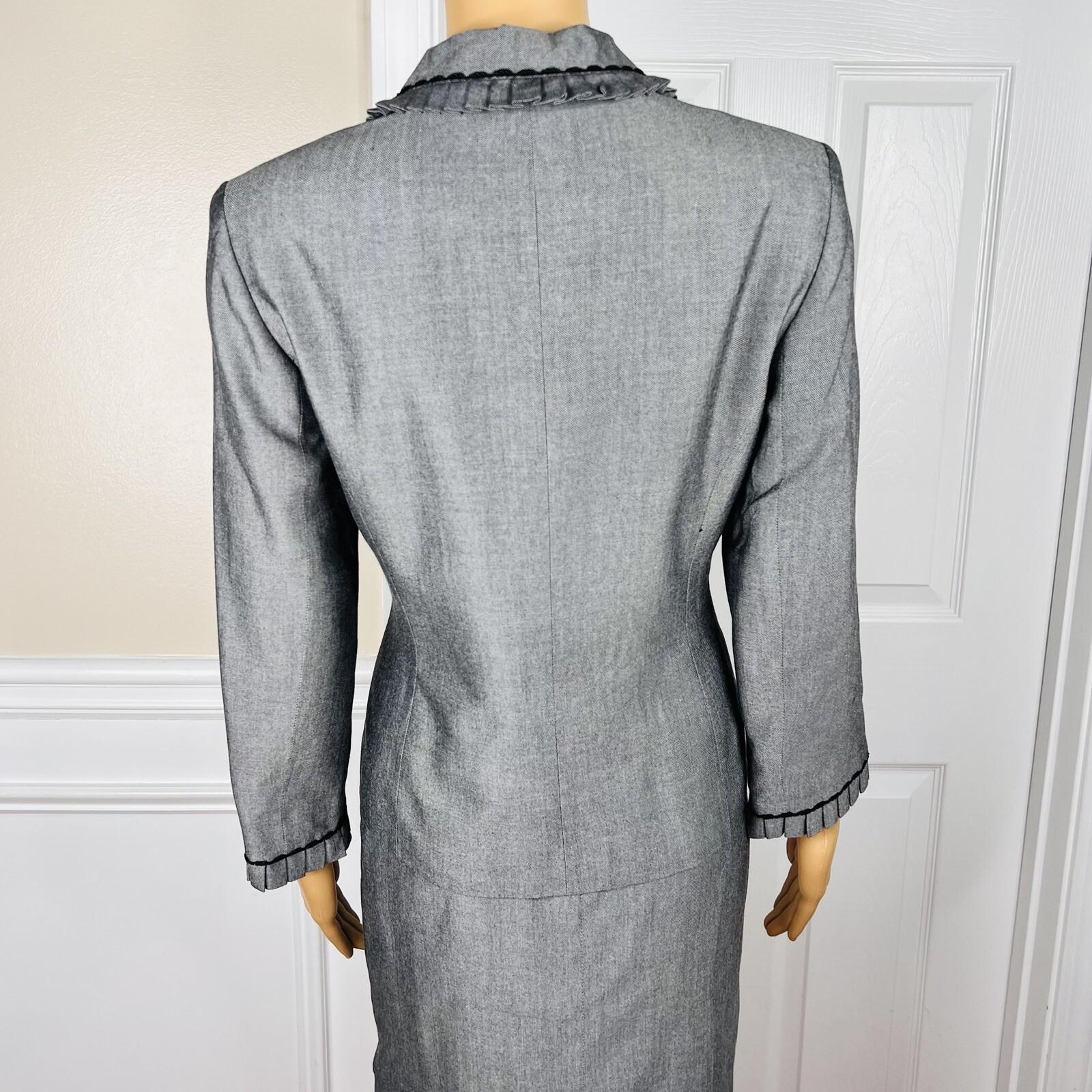 New KASPER ASL 2PC Gray Rayon Lined Notch Collard Cocktail Skirt Suit Size 8P
