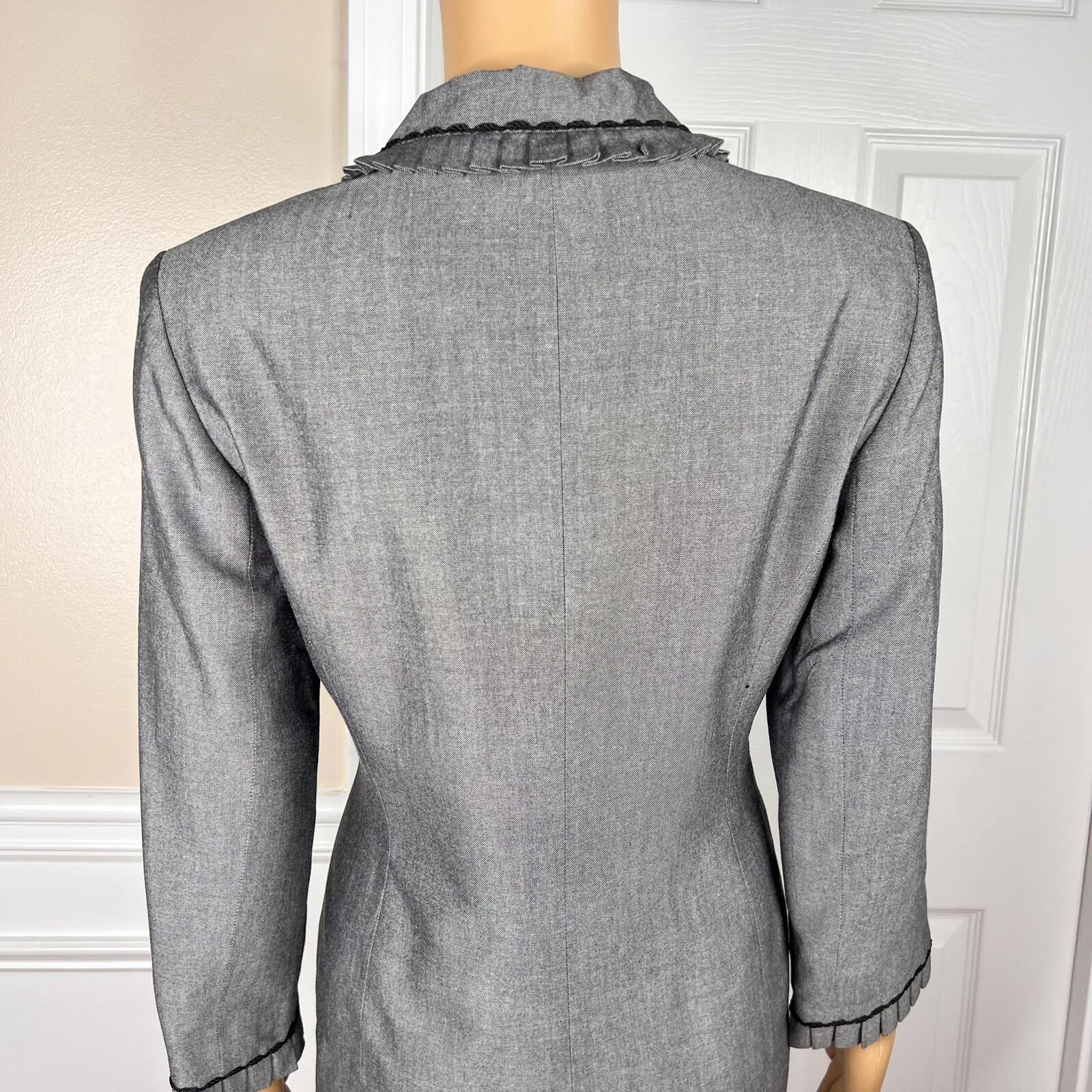 New KASPER ASL 2PC Gray Rayon Lined Notch Collard Cocktail Skirt Suit Size 8P
