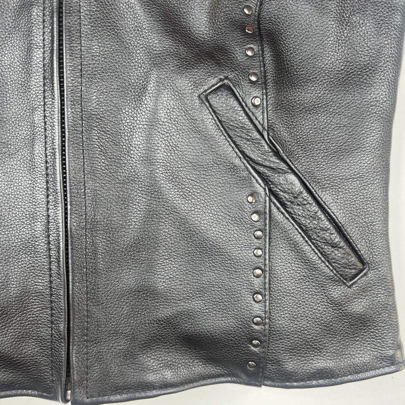 Xelement Women Leather Vest Size M Black Motorcycle Gear Studded Biker Pockets