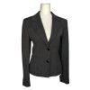 MAXMARA Women Black White Wool Polyamide Stretch Lined Career Blazer Size 4