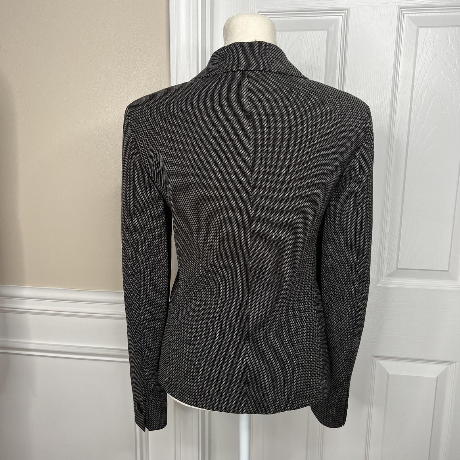 MAXMARA Women Black White Wool Polyamide Stretch Lined Career Blazer Size 4