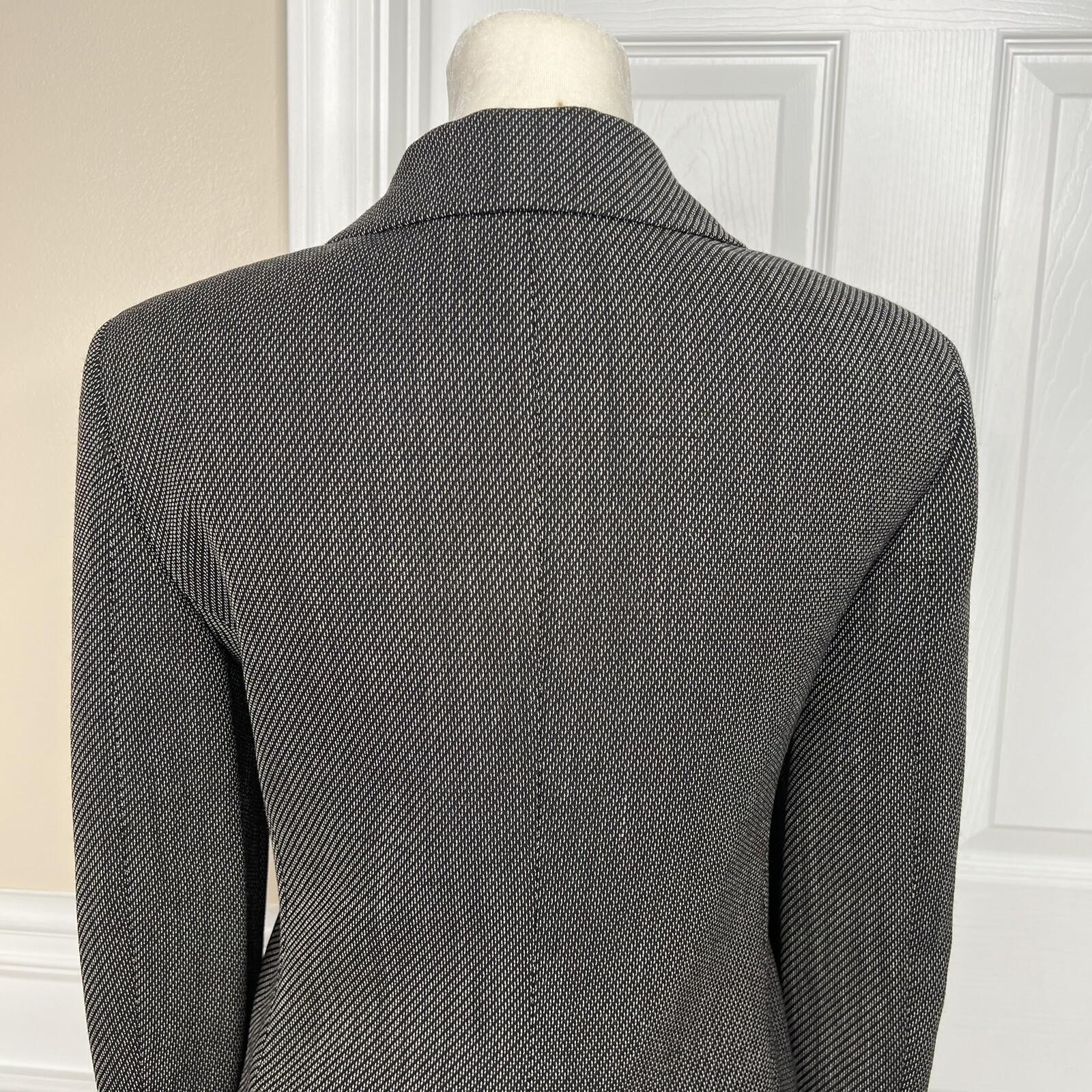 MAXMARA Women Black White Wool Polyamide Stretch Lined Career Blazer Size 4