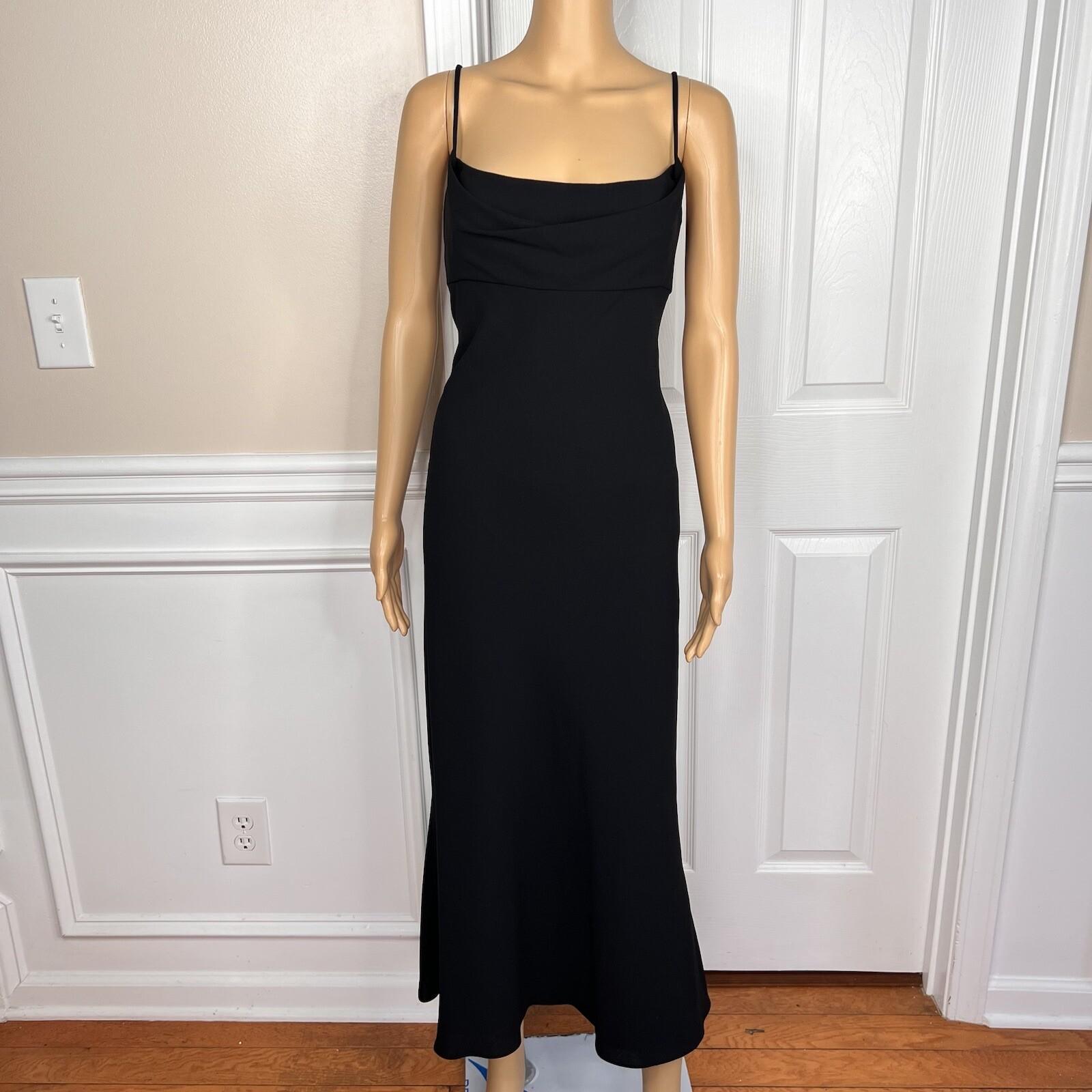 Jones New York Midi Dress Size 16 Black Spaghetti Strap Y2K Whimsigoth Ruffle