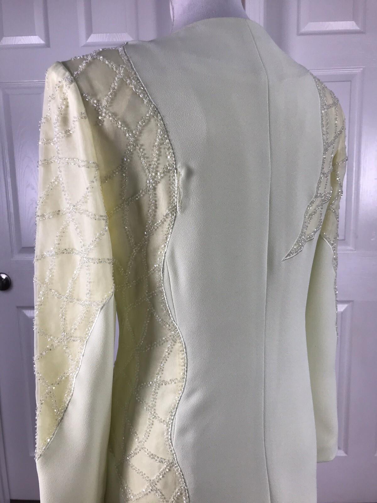 DONNA VINCI Women 2PC Lime Green Beaded Formal Long Dress and Jacket Size 12