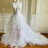 ANYA Women Stunning White Multiple Tiered Backless Flare Mermaid Wedding Dress