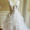 ANYA Women Stunning White Multiple Tiered Backless Flare Mermaid Wedding Dress