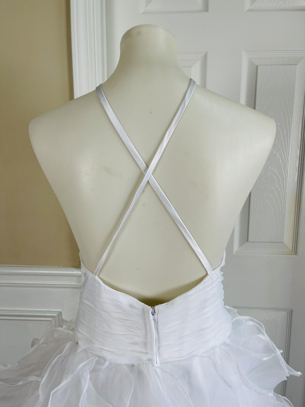 ANYA Women Stunning White Multiple Tiered Backless Flare Mermaid Wedding Dress