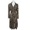 CHANCELLE Polyester Lined Abstract Brown Black Stretch Skirt and Blouse Size 10