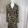 CHANCELLE Polyester Lined Abstract Brown Black Stretch Skirt and Blouse Size 10