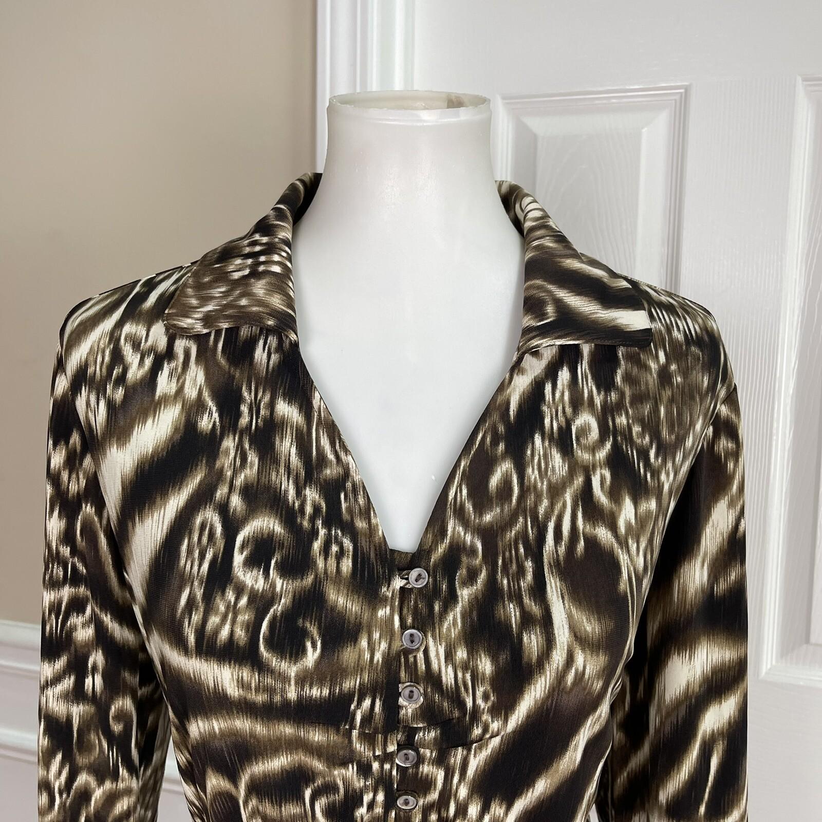 CHANCELLE Polyester Lined Abstract Brown Black Stretch Skirt and Blouse Size 10