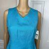 Le Suit Linen Rayon Skirt Suit Top Size 4P Blue White Open Front Lined 3PC New