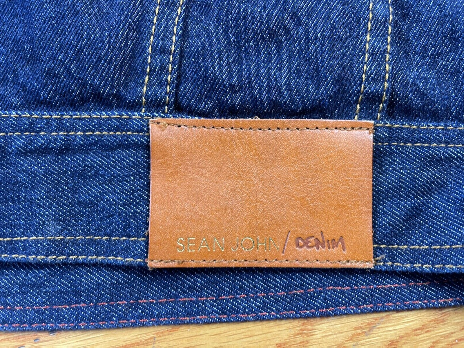 Sean John Men Cotton Denim Jeans Jacket Size 6XB Blue Button Up Collared Hip Hop