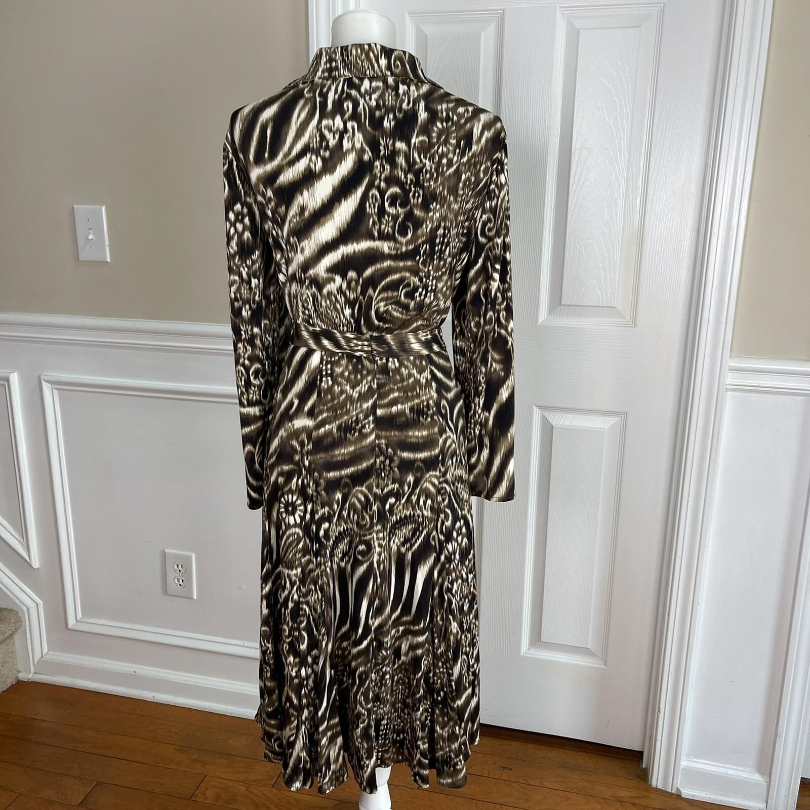 CHANCELLE Polyester Lined Abstract Brown Black Stretch Skirt and Blouse Size 10