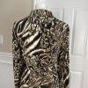 CHANCELLE Polyester Lined Abstract Brown Black Stretch Skirt and Blouse Size 10