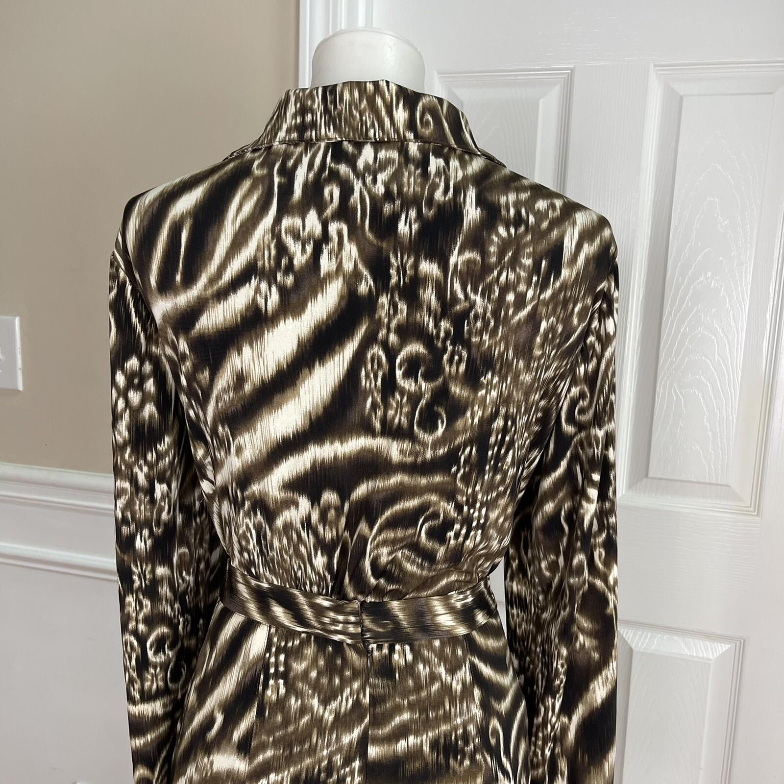 CHANCELLE Polyester Lined Abstract Brown Black Stretch Skirt and Blouse Size 10