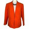 10-1306.jpg Kasper Polyester Stretch Blazer Size 4 Orange Lined Stand Up Collar 3/4 Sleeve