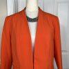10-1308.jpg Kasper Polyester Stretch Blazer Size 4 Orange Lined Stand Up Collar 3/4 Sleeve