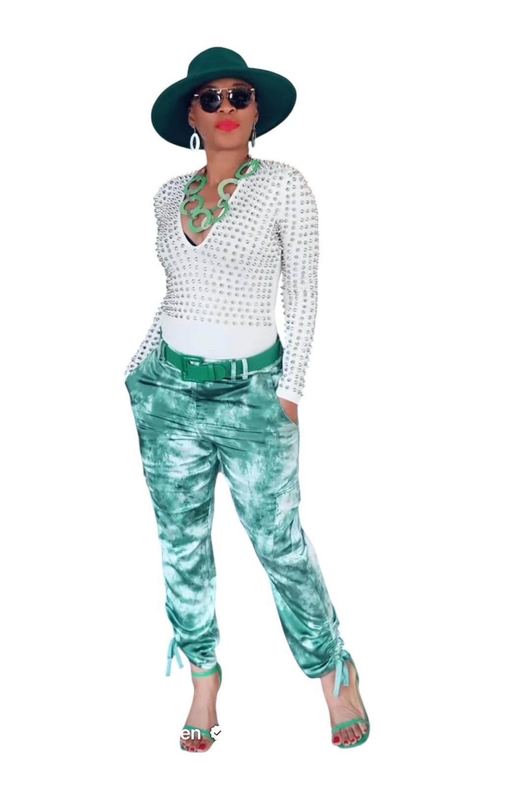 New INC International Concepts Tie Dye Cargo Joggers Satin Pant Size M Stylish